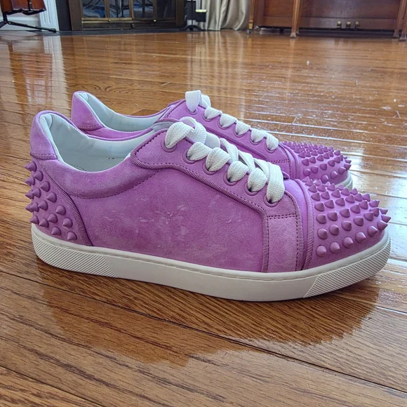 Christian Louboutin Lavender Spiked Sneakers - Picture 4 of 11